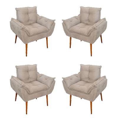Kit 04 Cadeiras Poltronas De Luxo Opala Sala, Quarto Cor:bege