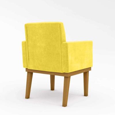 Kit 03 Poltronas Base Reforçada - Sala Quarto Escritorio Cor:amarelo
