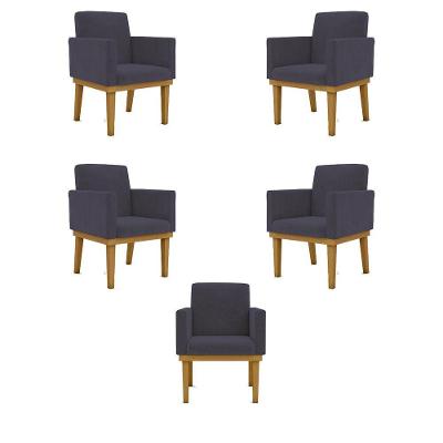 Kit 05 Poltronas Decorativa Reforçada Balaqui Decor Cor:cinza