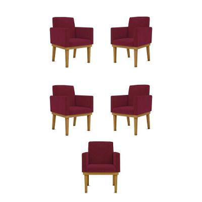 Kit 05 Poltronas Decorativa Reforçada Balaqui Decor Cor:marsala
