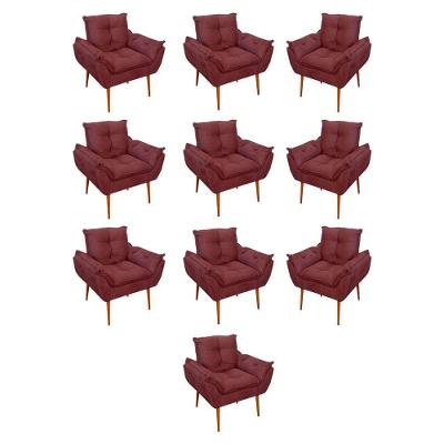 Kit 10 Poltronas Opala Sala Quarto Recepção Salão Suede Cor:marsala