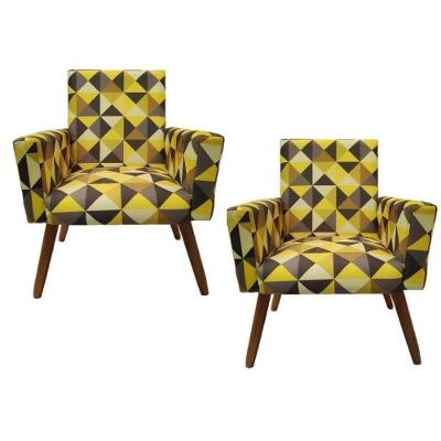 Kit 2 Poltronas Decorativas Nina Sala De Estar Triangulo Amarelo