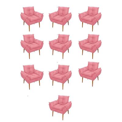 Kit 10 Poltronas Opala Sala Quarto Recepção Salão Suede Cor:rosa