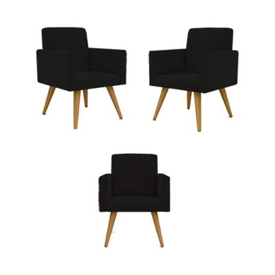 Kit 03 Poltronas Nina Decorativa Para Recepção Cor Preto Cor:preto