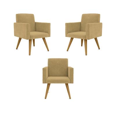 Kit 03 Poltronas Nina Decorativa Para Recepção Cor Capuccino Cor:capuccino