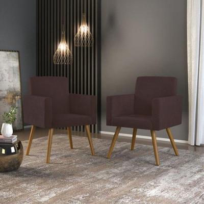 Kit 02 Poltronas Decorativa Sala Marrom