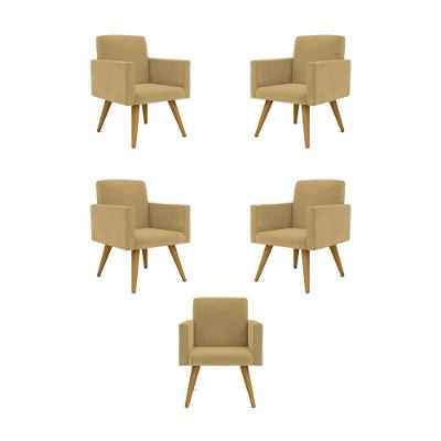 Kit 05 Cadeiras Poltronas Decorativa - Escritório - Recepção Cor:capuccino