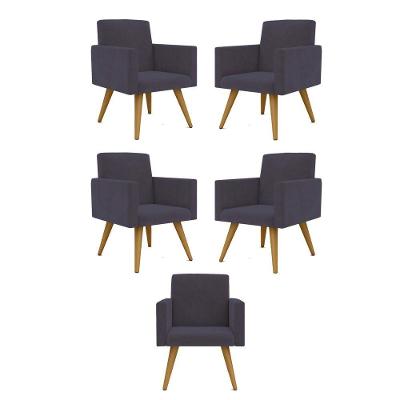 Kit 05 Cadeiras Poltronas Decorativa - Escritório - Recepção Cor:cinza
