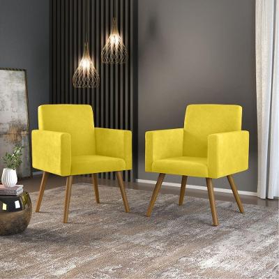 Kit 02 Cadeiras Poltronas Escritório - Recepção - Cor Amarelo
