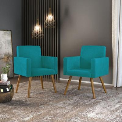 Kit 02 Cadeiras Poltronas Escritório - Recepção - Cor Azul Turquesa