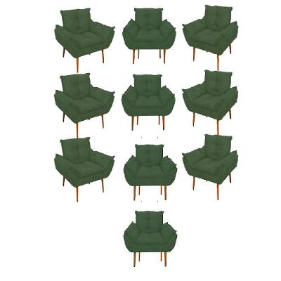 Kit 10 Poltronas Opala Sala Quarto Recepção Salão Cor:verde
