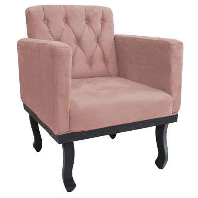 Poltrona Classic Pés Luís Xv Suede Rosê - Doce Sonho Móveis