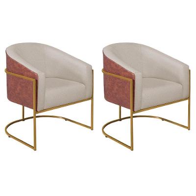 Kit 02 Poltronas Nozes E Linho Bege
