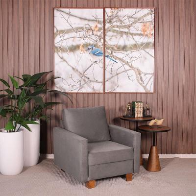 Poltrona Decorativa Para Sala Veludo Plaza Cinza - Straub Web