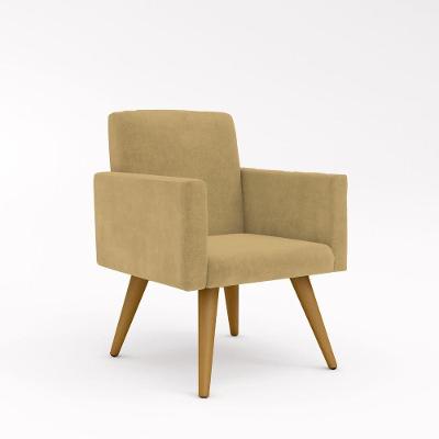 Poltrona Decorativa Para Apartamento - Sala Quarto Cor:capuccino