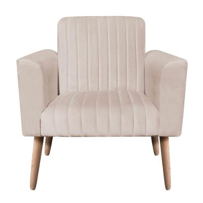 Poltrona Viena Gomada Suede Bege Pés Palito Natural D'rossi