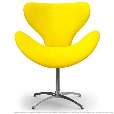 Cadeira Decorativa Poltrona Egg Amarela Com Base Giratória