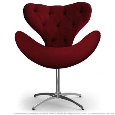 Cadeira Com Capitonê Decorativa Poltrona Egg Bordô Com Base Giratória