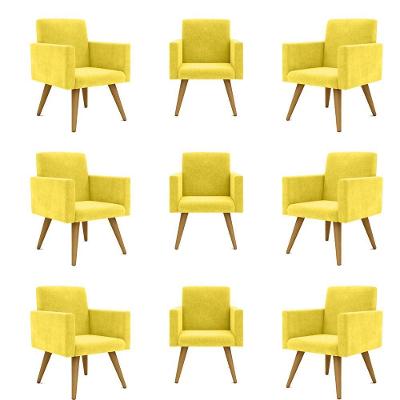 Kit 09 Poltronas Nina Decorativa Para Recepção Balaqui Decor Cor:amarelo