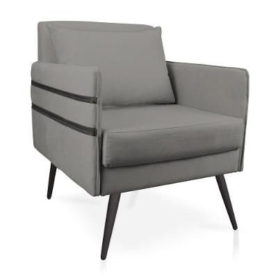 Poltrona Mari Suede Grafite Pés Palito De Ferro Preto