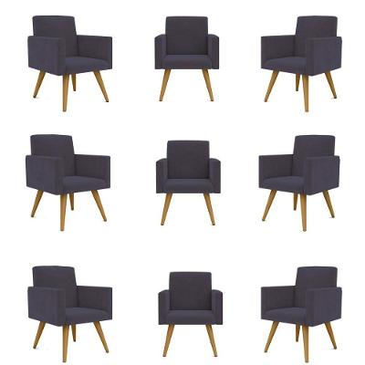 Kit 09 Poltronas Nina Decorativa Para Recepção Balaqui Decor Cor:cinza