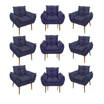 Kit 09 Cadeiras Poltronas Opala Clinica Salão Balaqui Decor Cor:azul Marinho