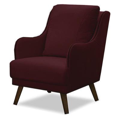 Poltrona Decorativa Catar Com Tachas Veludo Marsala