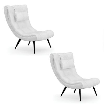 Kit 02 Poltronas Sher Corano Pés Palito De Ferro Cor Branco