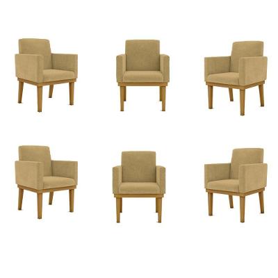 Kit 06 Poltronas Decorativa Reforçada Balaqui Decor Cor:capuccino