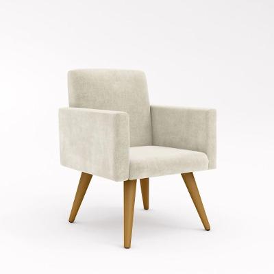 Poltrona Decorativa Para Apartamento - Sala Quarto Cor:bege