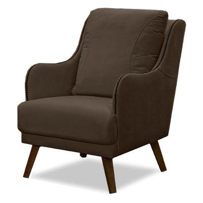 Poltrona Decorativa Catar Com Tachas Suede Marrom Claro