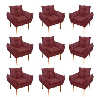 Kit 09 Cadeiras Poltronas Opala Clinica Salão Balaqui Decor Cor:marsala