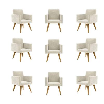 Kit 09 Poltronas Nina Decorativa Para Recepção Balaqui Decor Cor:bege