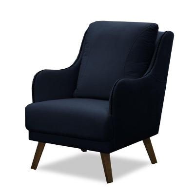 Poltrona Decorativa Catar Com Tachas Veludo Azul Marinho