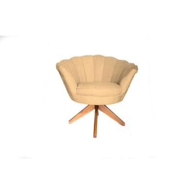 Poltrona Pétala Suede Com Base Giratória Madeira