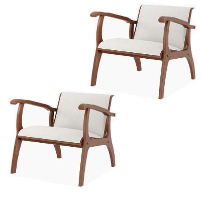 Kit 2 Poltronas Decorativas Pedri Linho Off White/Imbuia