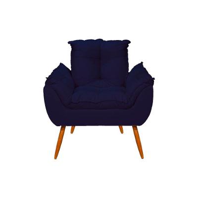 Poltrona Opala Pés Palito Suede Sala Escritório Azul Marinho