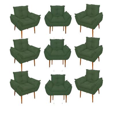Kit 09 Cadeiras Poltronas Opala Clinica Salão Balaqui Decor Cor:verde