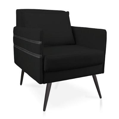 Poltrona Mari Suede Pés Palito De Ferro Preto D'Rossi Preto