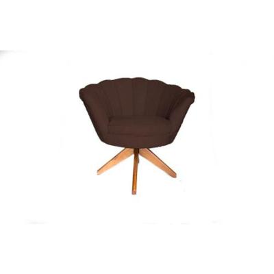 Poltrona Pétala Suede Com Base Giratória Madeira