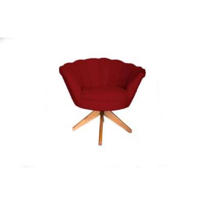 Poltrona Decorativa Pétala Suede Com Base Giratória Madeira