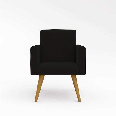 Poltrona Nina Pés Palito- Escritório - Recepção - Cor Preto