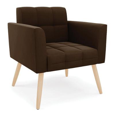 Poltrona Elisa Suede Pés Palito Natural - D'rossi Cor Marrom