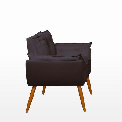 Poltrona Opala Pés Palito Suede Sala Quarto Escritório Cinza