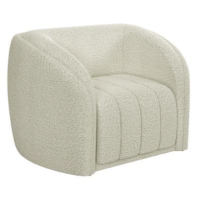 Poltrona Decorativa Para Sala De Estar Lazio M03 Bouclê Bege Claro - Lyam Decor