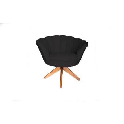 Poltrona Pétala Suede Com Base Giratória Madeira