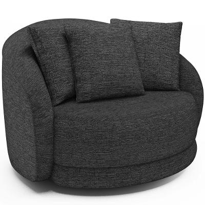 Poltrona Decorativa Para Sala De Estar Base Giratória Witta M03 Linho Chumbo - Lyam Decor