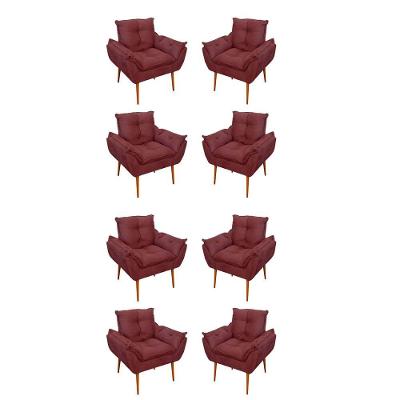 Kit 08 Poltronas Opala Decorativas Sala De Estar Suede Cor:marsala