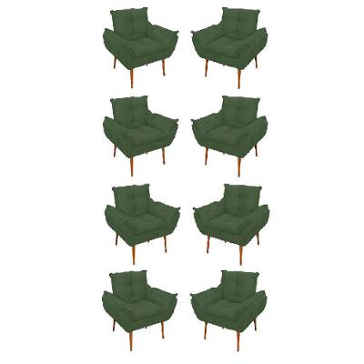 Kit 08 Poltronas Opala Decorativas Sala De Estar Suede Cor:verde