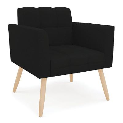 Poltrona Elisa Linho Pés Palito Natural - D'rossi Cor A79 Preto